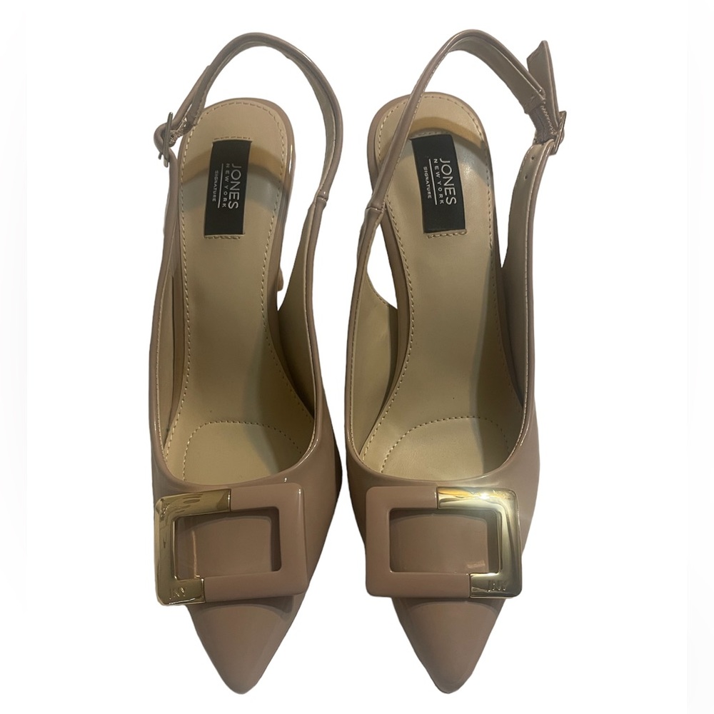 Jones New York Cream and Gold Pointed Heels